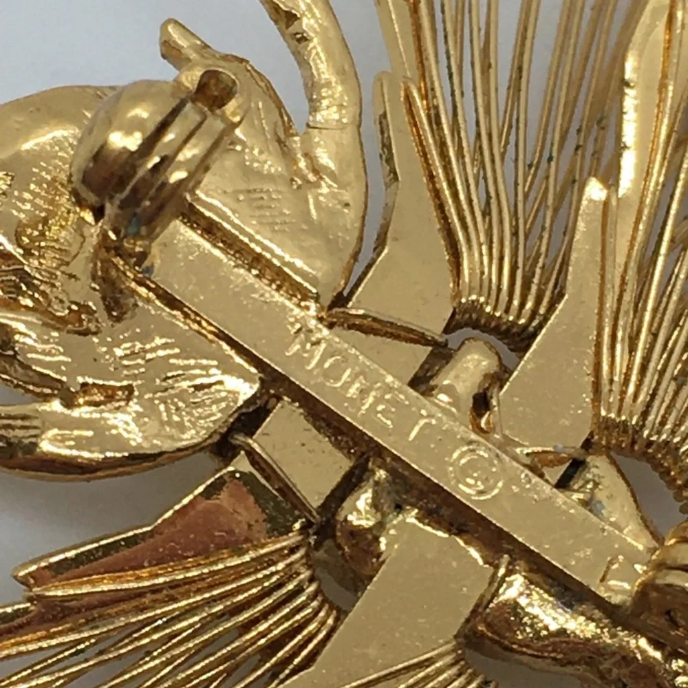 MONET Gold Tone Dragonfly Brooch Vintage